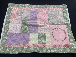 NIP Quilted Pillow Sham r American HomeTex Pastel Patchwork Embroidery - Picture 1 of 5