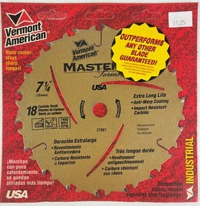 HOJA DE SIERRA CIRCULAR CARBURO 18 DIENTES 7 1/4" VERMONT AMERICAN Master Series - Nuevo de Lote Antiguo - Imagen 1 de 2