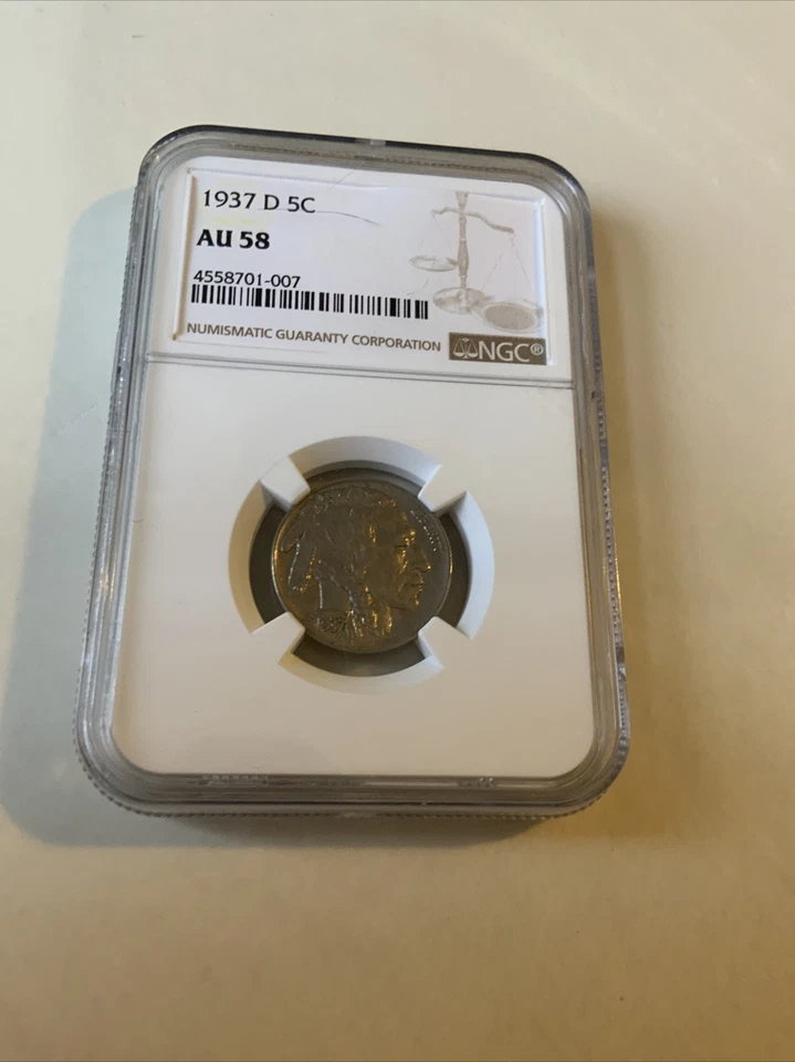 1937 D Buffalo Nickel NGC AU58 - Image 1 of 2