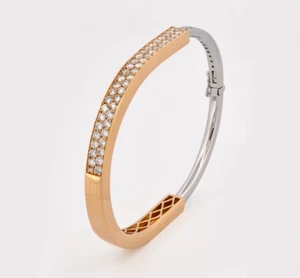 14k Gold Diamond Bangle Bracelet - Picture 1 of 7