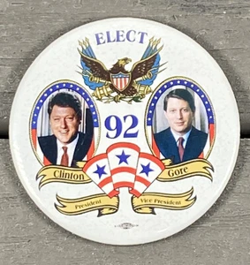 Elect Clinton & Gore 1992 botón de campaña político demócrata botón diapositiva de 3 Pin - Imagen 1 de 5