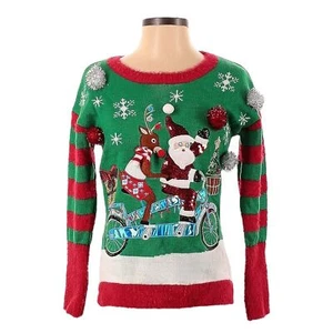 United States Sweaters Embroidered Pom Pom Santa Christmas Sweater Size XS NWT - Picture 1 of 10