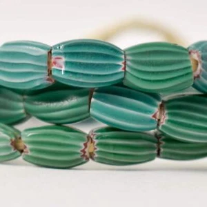 Venetian Watermelon Chevron Green Trade Beads - Picture 1 of 8