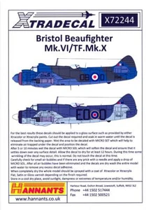 Calcomanías Xtra 1/72 BRISTOL BEAUFIGHTER Mk.VI & TF.Mk.X - Imagen 1 de 5