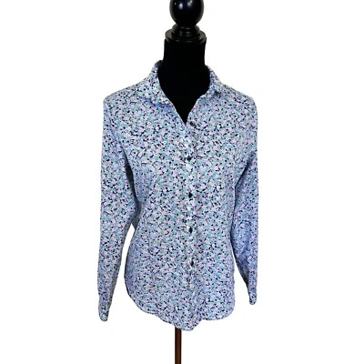 Camisa Levis Strauss Co Mujer Top Mediana Azul Floral Años 70 Poli Manga Larga De Colección Foto 1 de 4