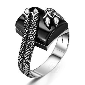 925 Sterling Silver Hematite Stone Claw Design Men's Ring