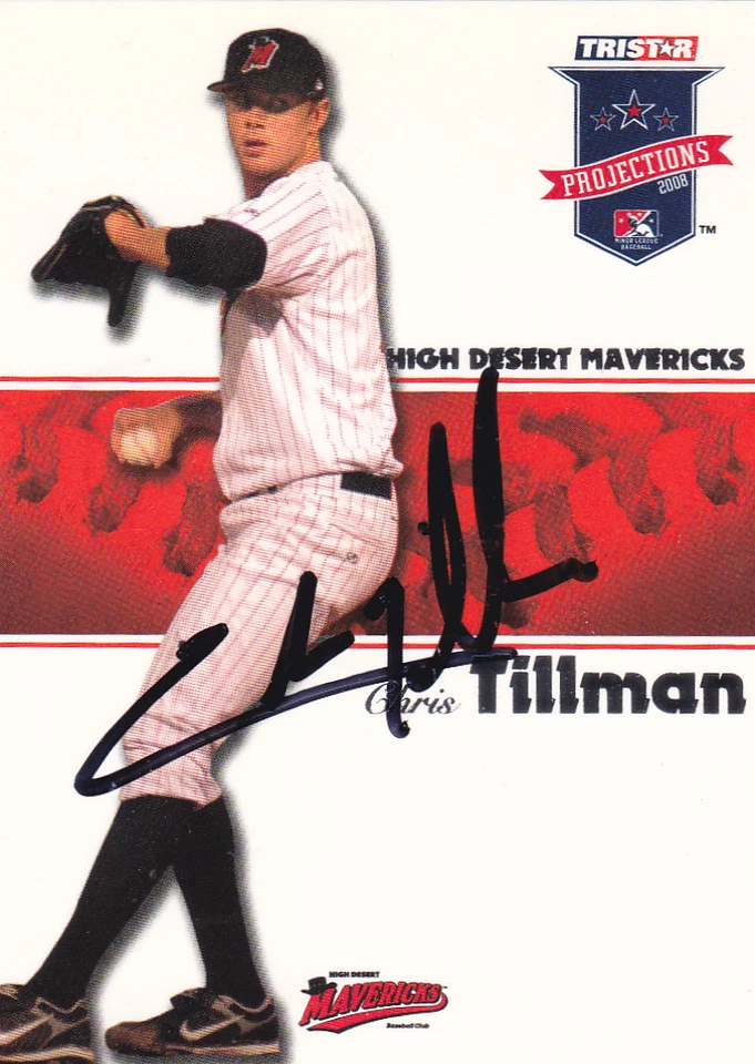 CHRIS TILLMAN HIGH DESERT MAVERICKS SIGNED 2008 TRISTAR CARD BALTIMORE ORIOLES - Image 1 of 1