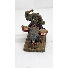 Orc Warlord Beating Drums Riding a Wolf Figurine | Stone Slate Game Piece Decor