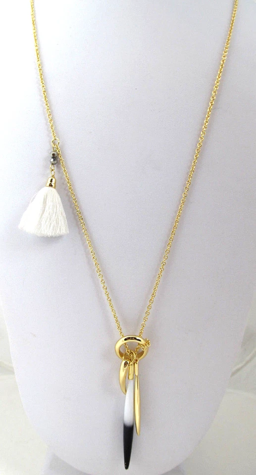 Vince Camuto Gold-tone Asymmetrical Long Length Multi-charm Pendant Necklace