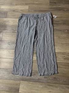 Old Navy Pants Women’s Sz XXL Striped High-Waist Linen Blend Wide Leg Beach NWT - Picture 1 of 7