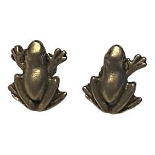 Vintage Pewter 3D Frog Stud Pierced Earrings - One With Damage