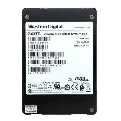 WD DC SN640 7.68TB SSD NVME U.2 Ultrastar Solid State Drive WUS4BB076D7P3E3 - Image 1 of 3