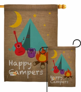 Bandera de jardín Happy Campers camping al aire libre decoración regalo patio casa pancarta - Imagen 1 de 17