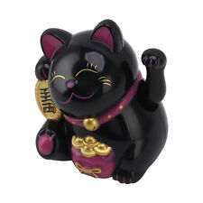 SPG Electric Waving Arm Fortune Cat Decorative Plastic Cat Ornaments 5.5in Black