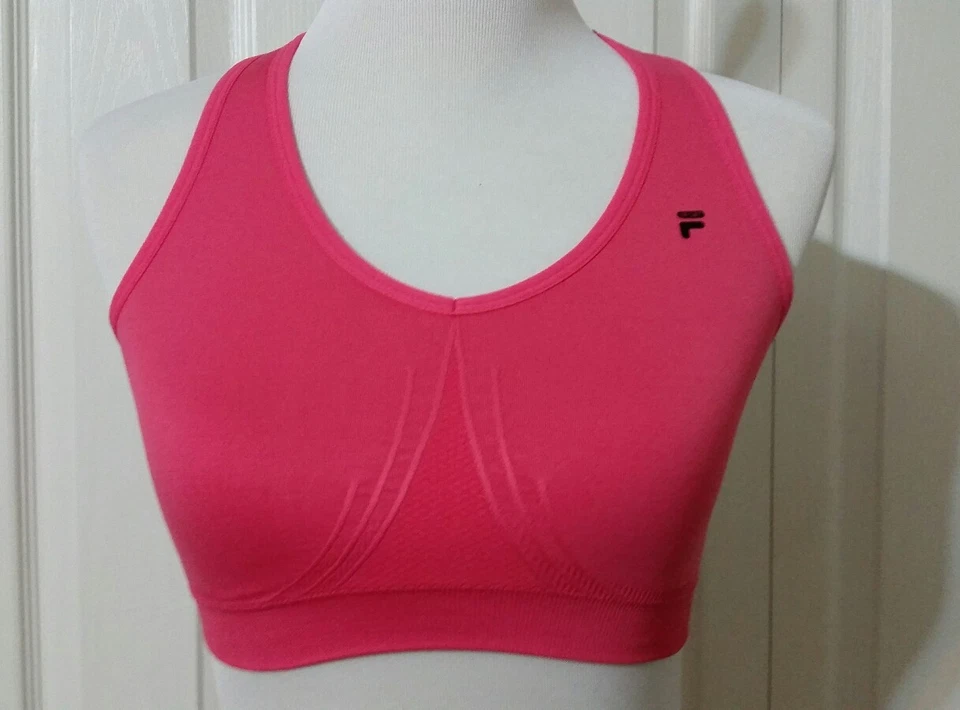 Sujetador deportivo rosa Fila cobertura completa ropa activa sujetador deportivo talla S cómodo Foto 1 de 4