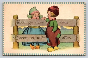 Postal de cómic holandés para niños de la década de 1910 nada debe venir entre nosotros nunca linda - Imagen 1 de 3