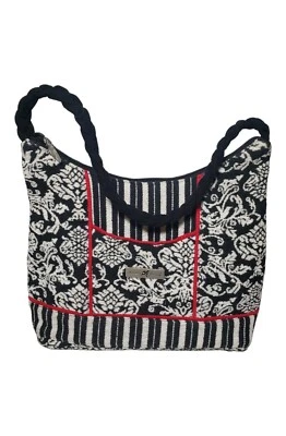 Isabella’s Journey 钱包 Toile 花卉挂毯编织手柄拉链黑色红色 — 第 1/4 张图片