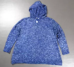 Weiche Umrandung 2x Schimmer Pailletten Metallic Web Pullover Kapuze Navy Blau Neu - Bild 1 von 12