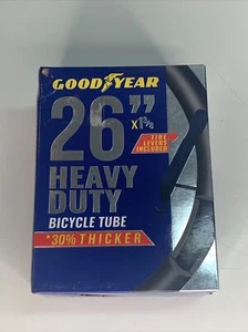 GOODYEAR 26” x 1 3/8” HEAVY DUTY TUBE BLACK BICYCLE 30% THICKER LEVERS INCLUDED  - Picture 1 of 4