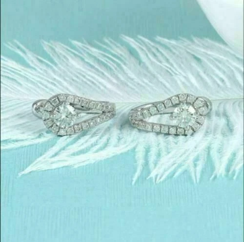 1.8 Ct Round Cut Diamond Simulated Drop/Dangle Earrings Gift 925 Sterling Silver - Image 1 of 2