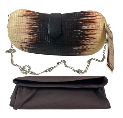 Le Sac for Kultura Clutch Shoulder Bag Metal Chain Dust Bag Handwoven Rattan NEW - Image 1 of 4