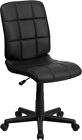 Mid-Back Black Quilted Vinyl Armless Office Task Chair With Adjustable Height 