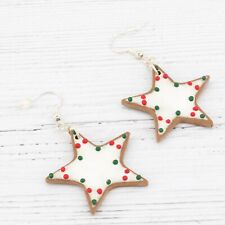 Star sugar cookie handmade earrings polymer clay Christmas party jewellery