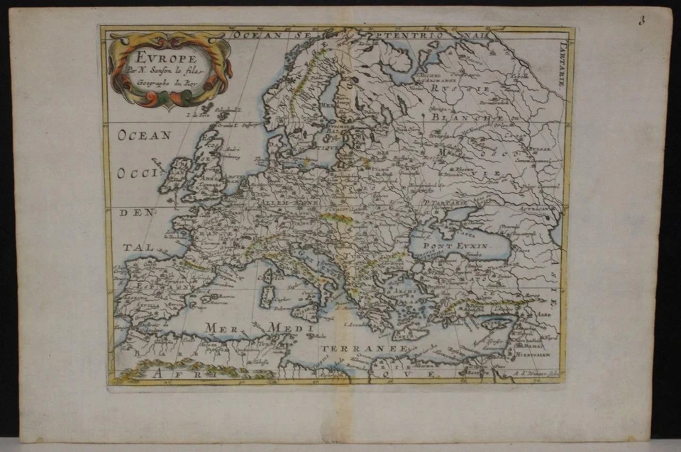 EUROPEAN CONTINENT 1648 NICOLAS SANSON UNUSUAL ANTIQUE COPPER ENGRAVED MAP - Image 1 of 1