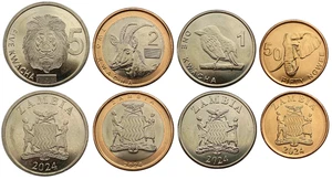 ZAMBIA – SET OF 4 COINS – 50 NGWEE – 5 KWACHA – 2024 – WILDLIFE – UNC - Picture 1 of 1