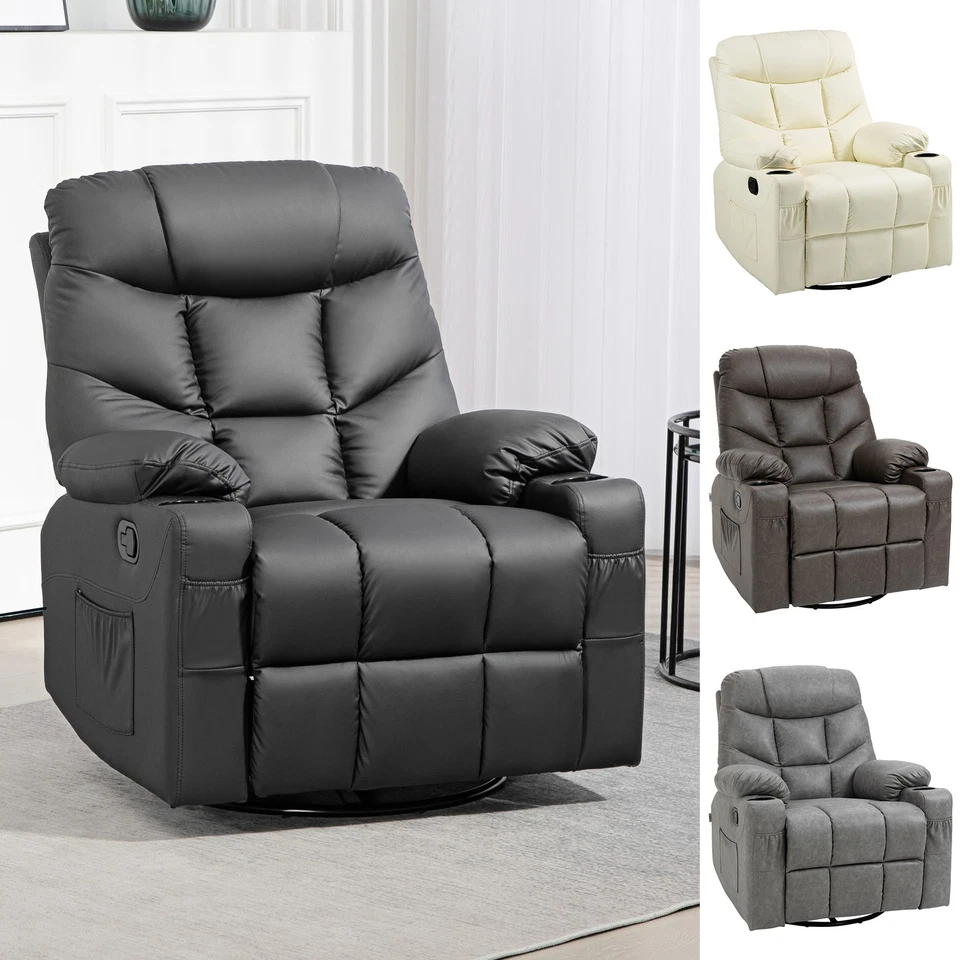 PU Leather Manual Recliner Chair, Swivel Armchair for Living Room - Image 1 of 1