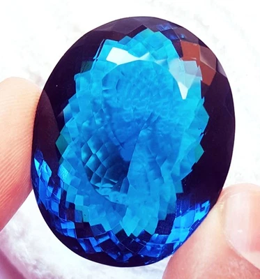 Certified Blue Topaz 102.10 Ct Loose Gemstone Oval Shape - Image 1 of 4