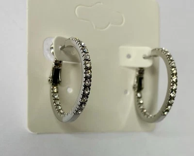 Pendientes Lia Sophia "That's A Wrap" Aros Swarovski Cristal Tono Plateado 1" Foto 1 de 4