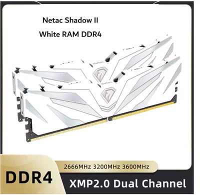 Netac Shadow II RAM DDR4 16GB/32GB Desktop Memory Dual Channel-White - Image 1 of 4