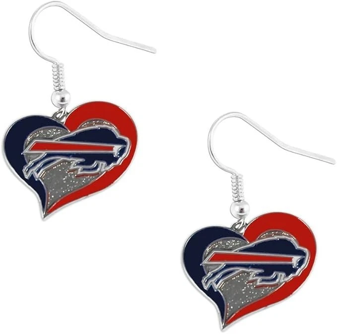 Pendientes Buffalo Bills Remolino Corazón - Diseño Color Equipo NFL Foto 1 de 1