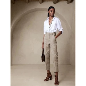 Banana Republic Khaki Utility Barrel Pants Womens Size 12 Casual NWT - Picture 1 of 14