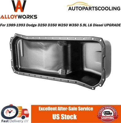Engine Oil Pan For 1989-1993 Dodge D250 D350 W250 W350 5.9L L6 Diesel UPGRADE Foto 1 de 4