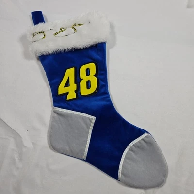Medias de Navidad Nascar Jimmie Johnson 7 veces campeón # 48 azul blanco amarillo Foto 1 de 4