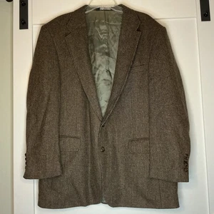 Blazer de Colección Lands End Para Hombres 46L Marrón Lana Espiga Tweed Chaqueta Dinero Antiguo EE. UU. - Imagen 1 de 5