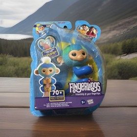 Fingerlings Interactive Toy Baby Monkey Leo 70+ Sounds & Reactions Blue/Green