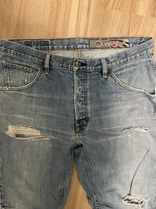 Volcom Men's Distressed Straight Leg Jeans Blue, Size 33x32 Button Up Front - Picture 1 of 8