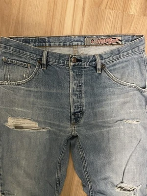 Volcom Men's Distressed Straight Leg Jeans Blue, Size 33x32 Button Up Front - Image 1 of 4