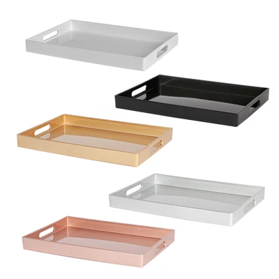 Metallic Rectangle Serving Trays Wedding Dining Food Drinks Service 34.5 x 25cm - Image 1 of 3