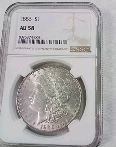 1886 P  Morgan Silver Dollar,  NGC  - AU 58 - Picture 1 of 4
