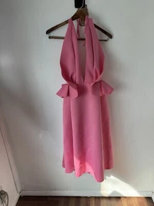 ASOS NEW Bubble Gum Pink Halter Midi Dress “Scuba Like Material” Barbie Costume - Picture 1 of 13
