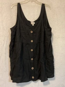 Blusa sin mangas negra con botones Terra & Sky para mujer talla 2X - Imagen 1 de 7