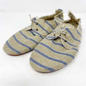 Anniel SOFT Gold Metallic Striped Flats Size 8 Jute Woven Lace Up Shoes EU 39 - Picture 1 of 8