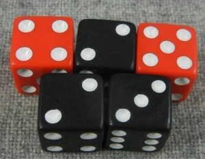 Risk 2010 Game Global Domination 5 Dice set Black Red Replacement Parts - Picture 1 of 1