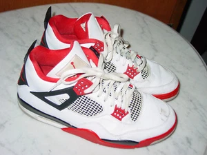 2020 Nike Air Jordan Retro 4 "Fire Red" White/Red/Black Shoes Size 12 Sold As Is - Picture 1 of 19