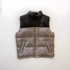 VTG Men's Eddie Bauer Ebtek NWT Metallic Silver Black Puffy Goose Down Vest L - Picture 1 of 10