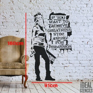 Plantilla Banksy Talla LIFE ""Si quieres Alcanzar la Grandeza"" Mural Pintura - Imagen 1 de 4